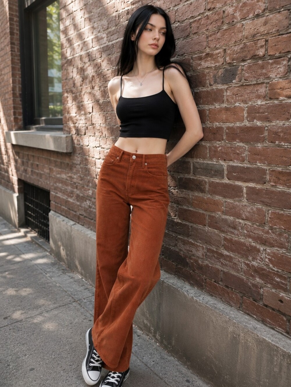 NWT GAP High Rise Wide Leg Corduroy Pants Size 6 Burnt Orange Henna CC